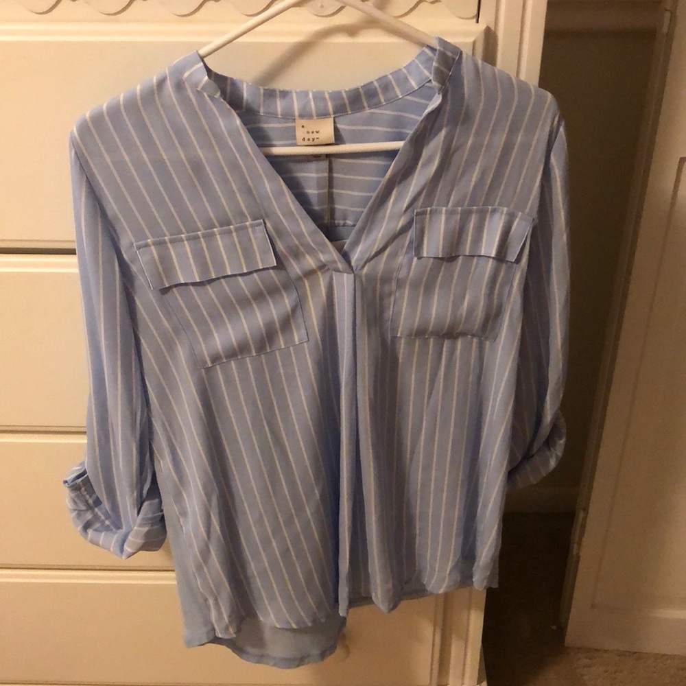 Blue and white stripped blouse